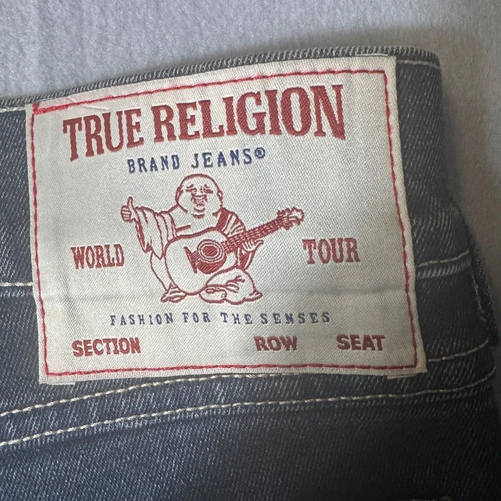 True Religion Geno Relaxed Slim Jeans 34 Medium Amber Nights Studded Flap 700597